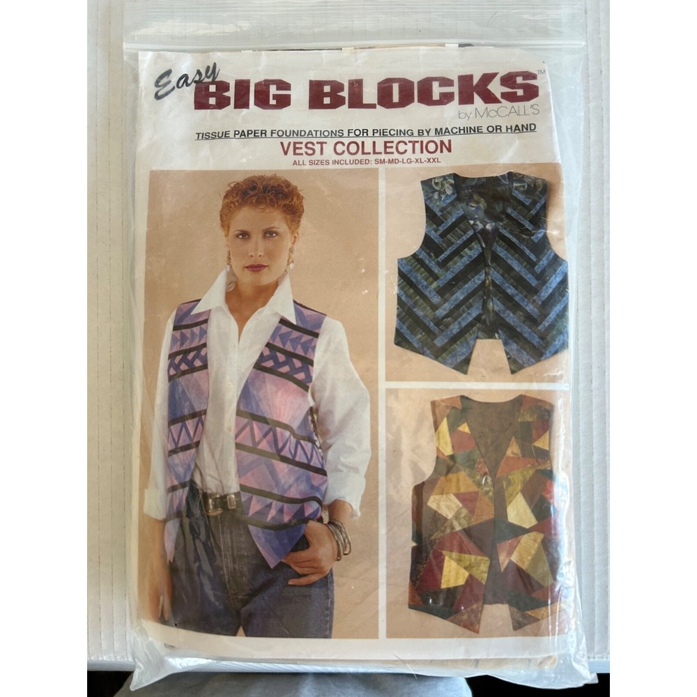 Pattern sewing big block vest foundation piecing Craft Hobby Quilting Sewing